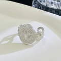 Anello a catena regolabile argento con medaglione a cuore per donna in acciaio - Medaglia del Cuore / 01 Color Acciaio X157