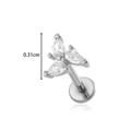 Silver F136 titanium labret stud with 3.1mm clear pear-cut cubic zirconia cluster - 10# Silver Pear-shaped Clover Style