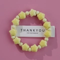 Jingdezhen ceramic bracelet with yellow star-shaped beads and cream round beads - Yellow Star White Round (1586-09)