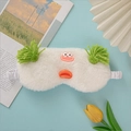 Cute white plush cartoon eye mask with orange duck beak and green hair decoration - Funny Strappy Style-White