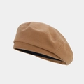 Classic camel beret hat for women featuring fine twill texture and minimalist design - One Size / Khaki