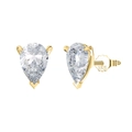 Elegant gold S925 sterling silver stud earrings with pear-shaped moissanite stones - Lze02-14k