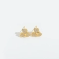 Chic gold-plated clover-shaped heart earrings paved with sparkling white zircons - Three Hearts / Gold