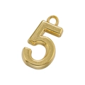 Detail macro view of 18K gold plated number 5 pendant with polished metallic luster - Number 5