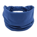 Elastic bohemian dark blue wide sports headband with a soft cotton fabric texture - Dark Blue