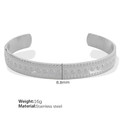 Silver stainless steel open cuff bracelet with dotted relief pattern and 8.8mm width - Silver (SZ64 Rivet Style)