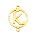 Polished gold stainless steel double-loop geometric pendant with cut-out letter K - Letter K(KLJ5126-Z)