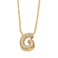 Golden necklace featuring a letter G pendant pavé-set with sparkling zircon stones - Letter G