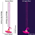 Collier d'Halloween fluorescent avec pendentif chapeau de sorcière et perles violettes UV - Style Chapeau de Sorcière