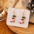 Detail of Christmas stocking drop earrings with red enamel and sparkling rhinestones - Christmas Stocking Style (E4259)