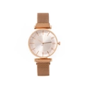 Elegant rose gold women's watch with champagne dial and Milanese mesh metal band - Rose Gold