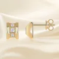 Elegant 925 silver gold-plated heart earrings with three round moissanite stones - E14909 Geometric Rectangle (Gold)