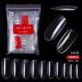 Gedetailleerde set van 500 heldere ovale kunstnagels in genummerde plastic zakjes - Stijl 21# / 500 Stuks / Transparant