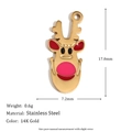 14K gold plated stainless steel reindeer pendant with red enamel holiday details - Christmas Enamel Colorful Reindeer Head - Gold-2