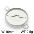 Connecteur de sertissage rond en acier inoxydable argenté de 14mm à deux boucles - 16mm / Couleur Acier