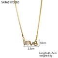 Goldene flache Schlangenkette mit LOVE-Herzanhänger und Perlmutt-Inlay für Damen - LOVE Buchstaben Schlangenkette Stil (SX46517D2E0)