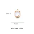 Connecteur rectangulaire en verre facetté doré 14k avec deux anneaux pour boucles - Or champagne