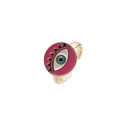 Verstellbarer vergoldeter Evil Eye Ring mit rosa Emaillescheibe für Damen - Einstellbar Offen / Rot