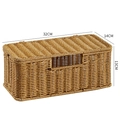 Scatola organizer per cavi intrecciata color legno con coperchio e maniglia, 32x14x13cm - Stile a Tripla Apertura