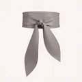 Plus size light grey wide obi belt with elegant bow tie for women waist styling - Plus Size / Gray