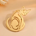 Elegante spilla a gatto dorata per abiti con design artistico e minimalista - Gatto svuotato dorato (S004)