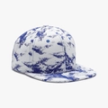 Flat brim baseball cap featuring a blue and white tie-dye graffiti marble pattern - Adjustable / Sky Blue