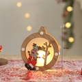 Leuchtende Weihnachtsdeko aus Holz mit Rentier und warmem LED-Licht, 10,5cm x 12,5cm - Holz Runde Rentier