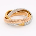 Three-tone stainless steel multi-layer wrap bracelet in gold, rose gold and silver - Rose Gold-Steel-Gold / 18cm (Inner Diameter 5.7cm)