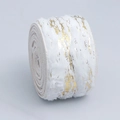 Cinta de piel sintética blanca con textura de mármol dorado para decoraciones navideñas - Estilo de Borde Blanco / 6.5cm de Ancho * 10 Yardas de Largo