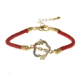 Bracciale intrecciato rosso con ciondolo MAMA dorato e pietre di zirconi colorati - Corda rossa con chiusura a aragosta
