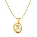 Collier en acier inoxydable plaqué or 18 carats avec pendentif en nacre et lettre R - Lettre R (S-P035-R)