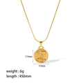 Dimensions détaillées du pendentif zodiaque doré avec diamètre de 17mm et chaîne de 450mm - Poissons (TN3177-11)