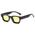 Gafas de sol retro con montura cuadrada negra gruesa y lentes amarillas estilo Kendall - Montura Negra Lentes Amarillas