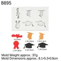 Stampo in silicone bianco per laurea con forme di diploma e tocco per decorazione torte - Grigio B895