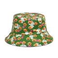 Vue détaillée du chapeau bob d'Halloween avec motifs citrouilles et toiles d'araignées - M (56-58cm) / Motif d'Impression Totale Halloween Vert (1#)