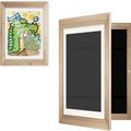 Wooden kids art frame with front-opening design for displaying and storing children's drawings - Wood Grain / A3 Size (29.7*42cm)