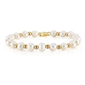 Elegant S925 silver bracelet featuring natural pearls and gold beads with lobster clasp - NMB03-Pearl Gold-8 Inch
