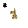 Χρυσό σκουλαρίκι labret από τιτάνιο G23 με μοναδικό σχέδιο σε σχήμα ψαλιδιού - Ψαλίδι / Χρυσό