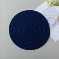 Dark blue round woven cotton placemat for dining table heat insulation and protection - Sapphire Blue