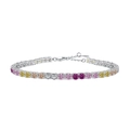 S925 sterling silver tennis bracelet featuring multi-color round zircon gemstones - 925 Silver / Classic Round Colorful (DY150228-CS)