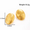 Golden oval textured hoop earrings in stainless steel with 3.13cm size specifications - Gold (YE-049)