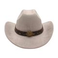 Chapeau de cowboy western gris clair en suédine avec ruban léopard et insigne d'étoile - Taille unique / Gris