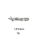 Silver alloy butterfly hair clip with hollow butterfly design and clear rhinestones - Silver Butterfly