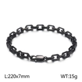 Black stainless steel link chain bracelet with lobster clasp, 220x7mm and 15g specs - Bracelet / Black
