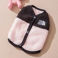 Pink and black color-block fleece pet vest for small dogs featuring a button-up front - S / Pink Fleece Coat