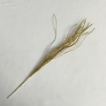Macro detail of 43cm golden glitter decorative stem with beaded branched design for Christmas - Without Berries / Gold