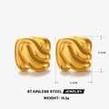 Pendientes cuadrados de acero inoxidable dorado con forma orgánica ondulada y capas - Cuadrado Ondulado (Dorado) / Dorado