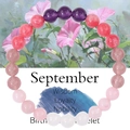 September birthstone bracelet with multi-colored crystals and flower gift card set - September