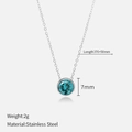 Silver stainless steel necklace featuring a round faceted blue gemstone pendant - December Lake Blue / Silver