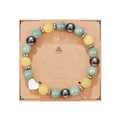 Bracelet de perles en pierre naturelle pour le 25e anniversaire avec pendentif coeur - Bracelet en Pierre Jaune Vert + Carte Joyeux 25ème